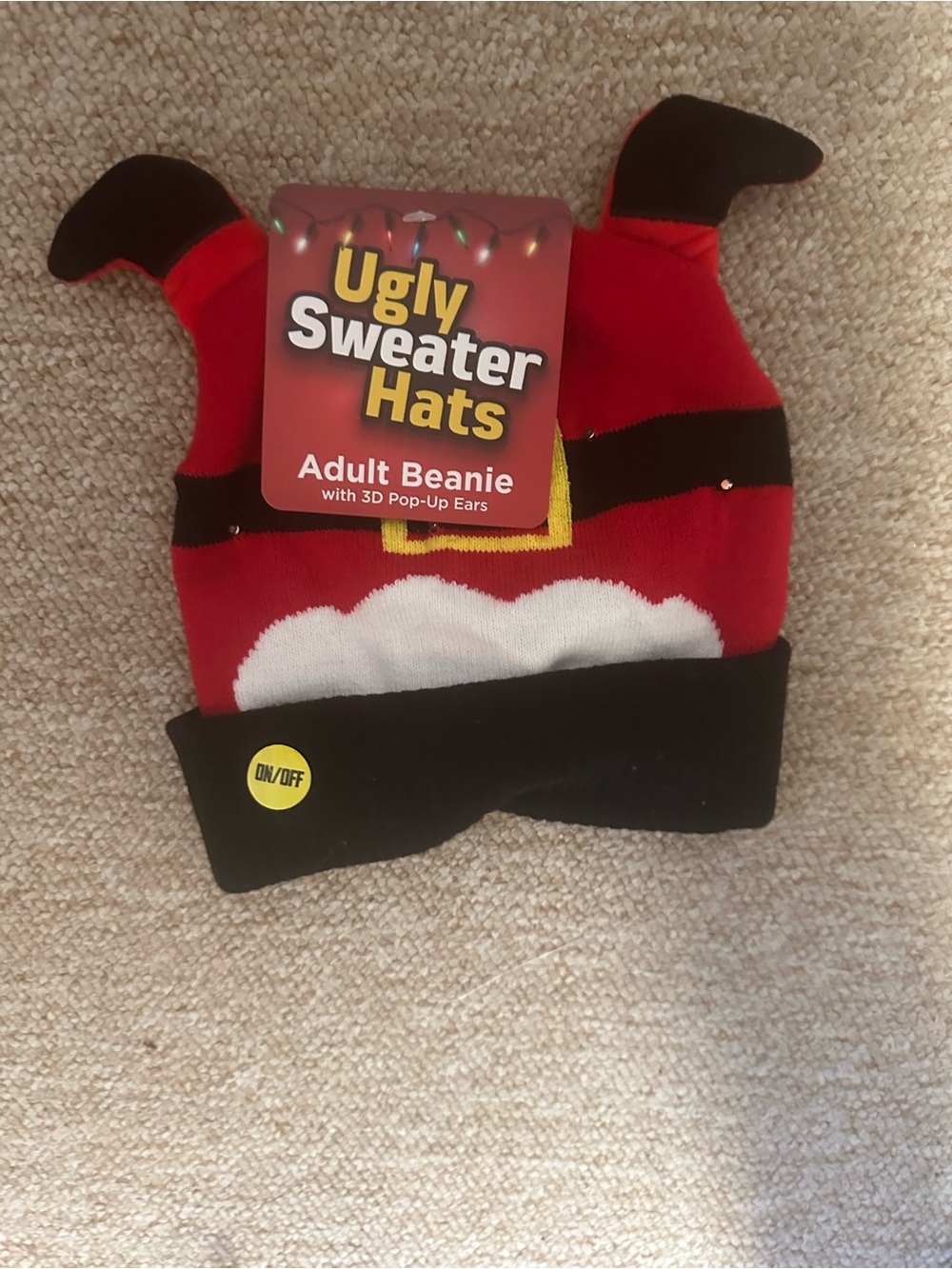 Ugly Christmas Sweater Adult Beanie in Red, Black, White